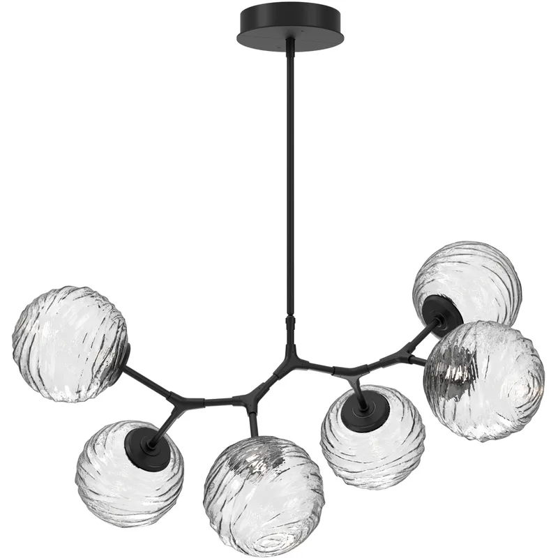 Gaia LED 36 inch Matte Black Linear Multi-Pendant Ceiling Light in 3000K LED, Clear, Modern Branch