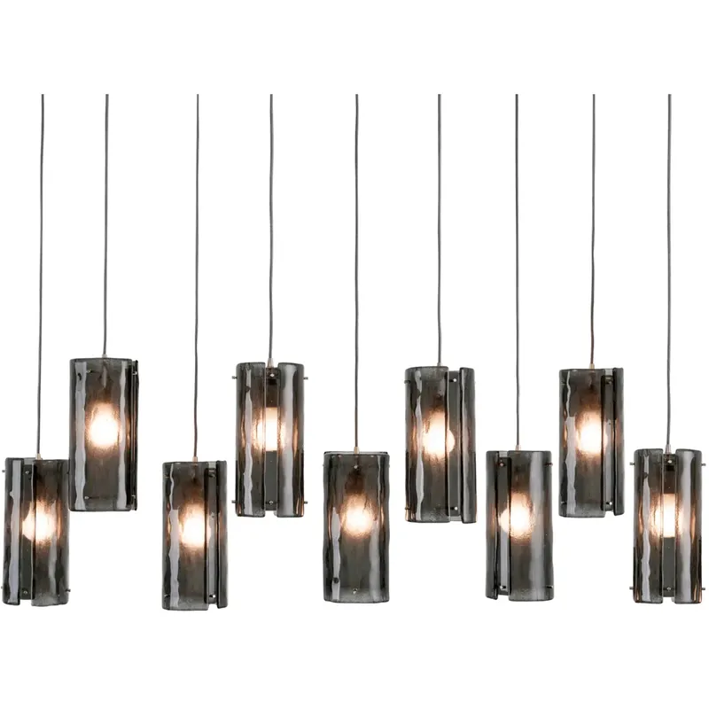 Textured Glass 9 Light 66.3 inch Classic Silver Multi-Pendant Ceiling Light