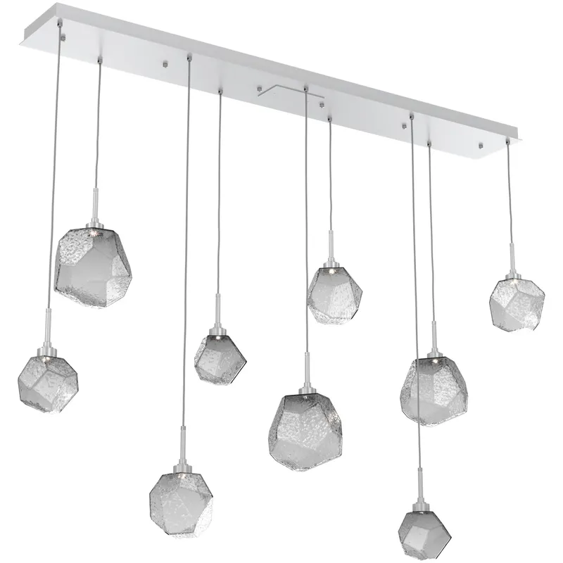 Gem LED Classic Silver Linear Pendant Ceiling Light in Smoke, 2700K LED, Multi-Port