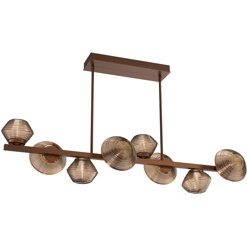 Mesa LED Burnished Bronze Linear Multi-Pendant Ceiling Light in 3000K LED, Twisted Branch