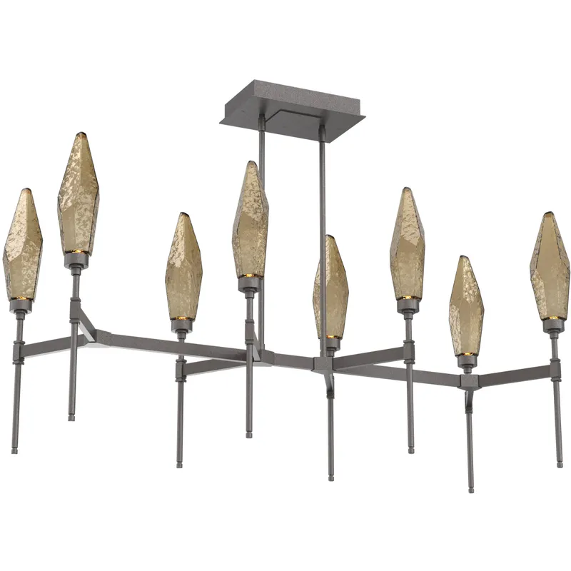 Rock Crystal LED Graphite Linear Pendant Ceiling Light in Chilled Bronze, 2700K LED