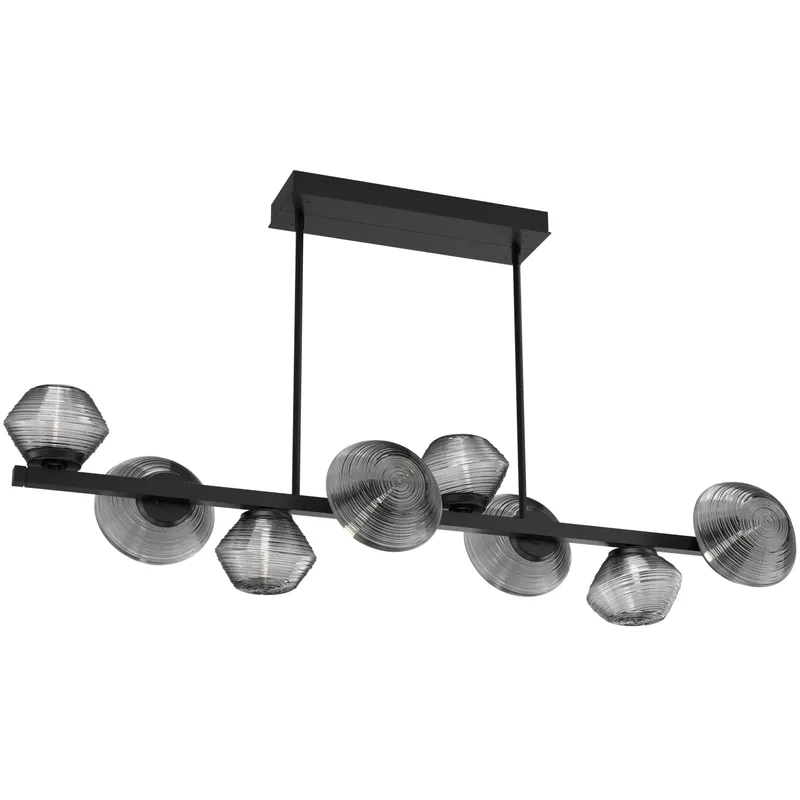 Mesa LED Matte Black Linear Multi-Pendant Ceiling Light in 3000K LED, Smoke, Twisted Branch