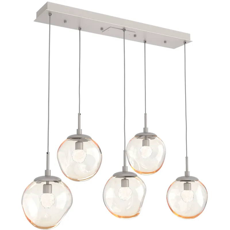 Aster LED LED 42.2 inch Beige Silver Linear Pendant Ceiling Light in 3000K LED, Metallic Beige Silver, Floret Inner - Amber Outer, Multi-Port