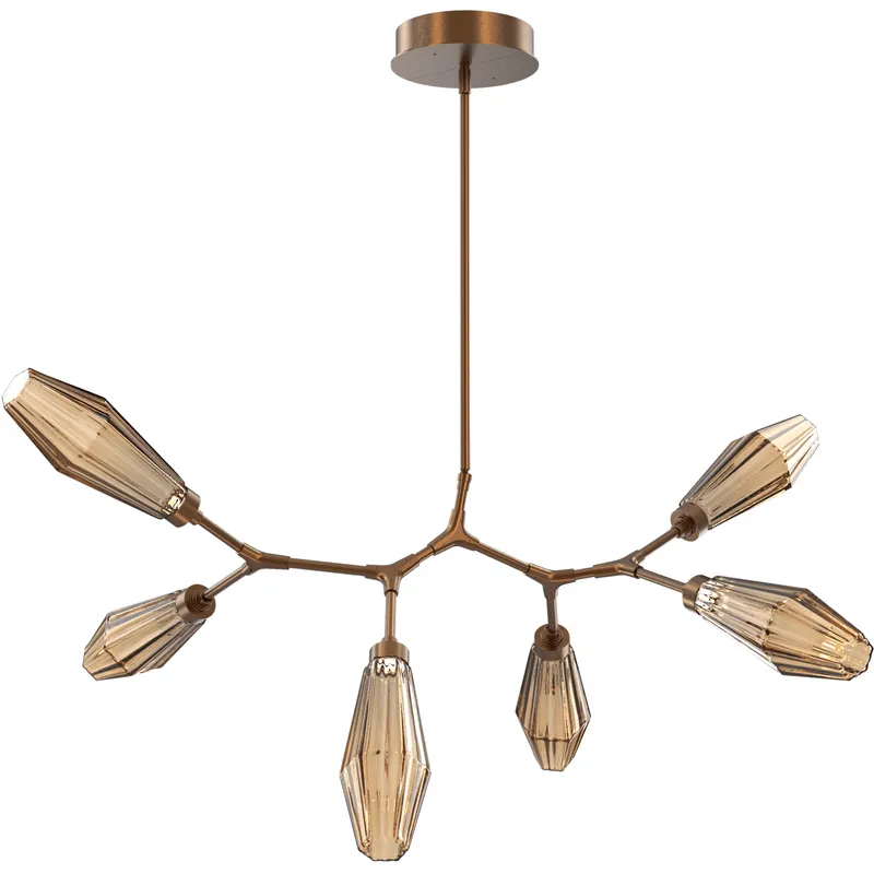 Aalto LED 43 inch Flat Bronze Linear Pendant Ceiling Light in 3000K LED, Optic Rib Bronze, Modern Branch
