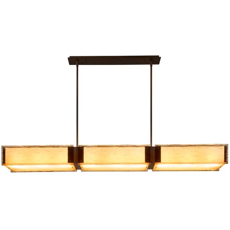Textured Glass LED 67.2 inch Matte Black Linear Chandelier Ceiling Light