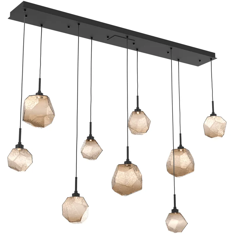 Gem LED Matte Black Linear Pendant Ceiling Light in 3000K LED, Bronze, Multi-Port