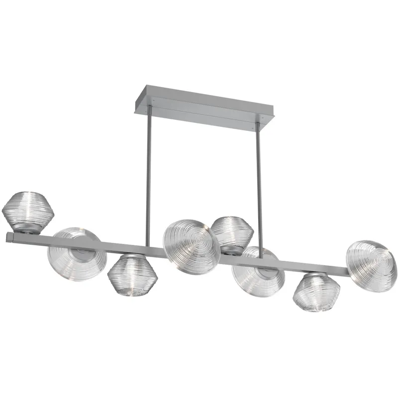 Mesa LED Classic Silver Linear Multi-Pendant Ceiling Light in Clear, 2700K LED, Twisted Branch