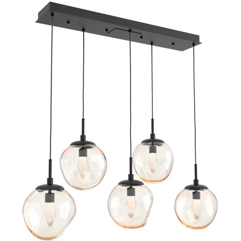Aster LED LED 42.2 inch Matte Black Linear Pendant Ceiling Light in 3000K LED, Geo Inner - Amber Outer, Multi-Port
