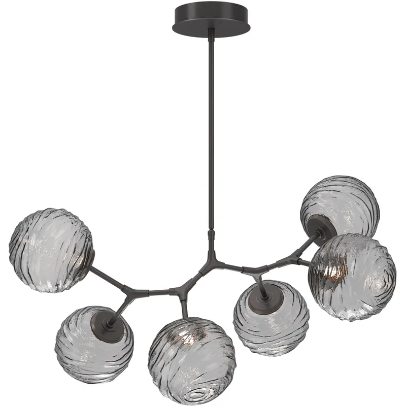 Gaia LED 36 inch Graphite Linear Multi-Pendant Ceiling Light in Smoke, 2700K LED, Modern Branch