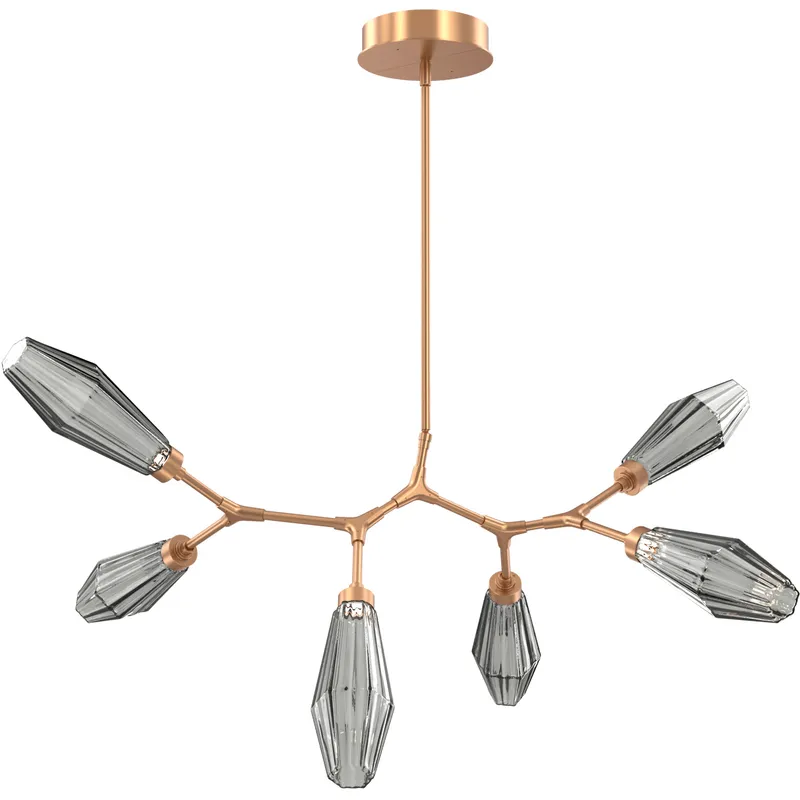 Aalto LED 43 inch Novel Brass Linear Pendant Ceiling Light in 3000K LED, Optic Rib Smoke, Modern Branch