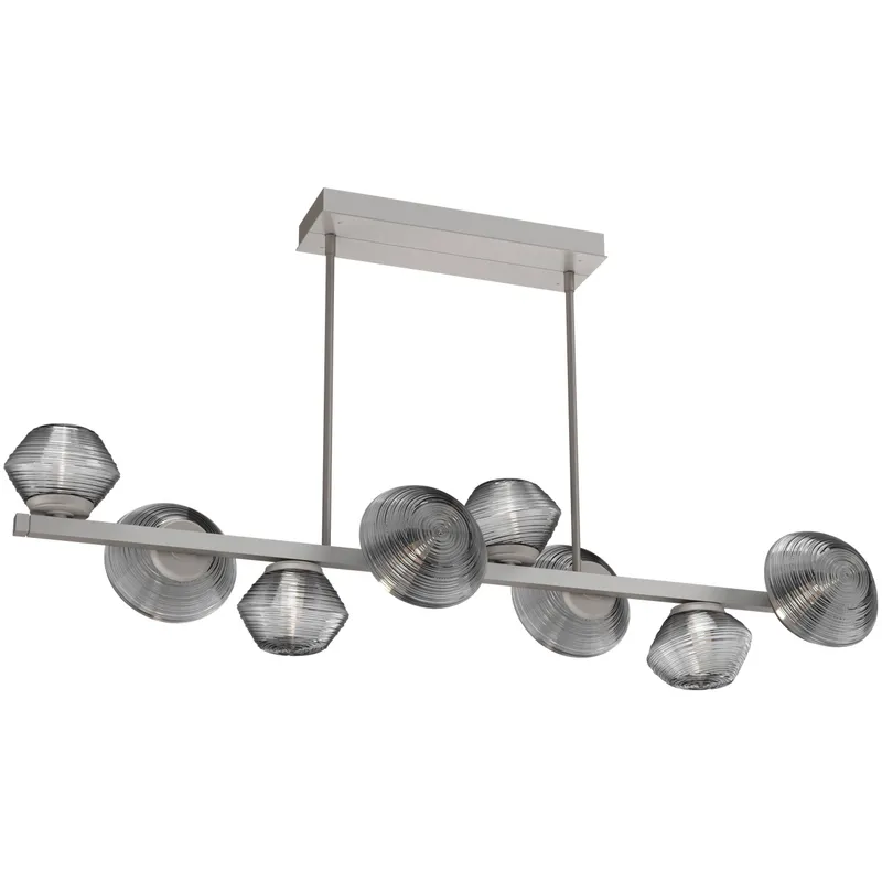 Mesa LED Beige Silver Linear Multi-Pendant Ceiling Light in 3000K LED, Smoke, Twisted Branch