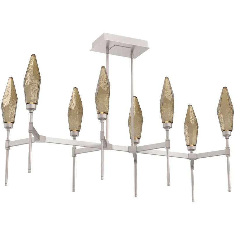 Rock Crystal LED Beige Silver Linear Pendant Ceiling Light in Metallic Beige Silver, Chilled Bronze, 2700K LED
