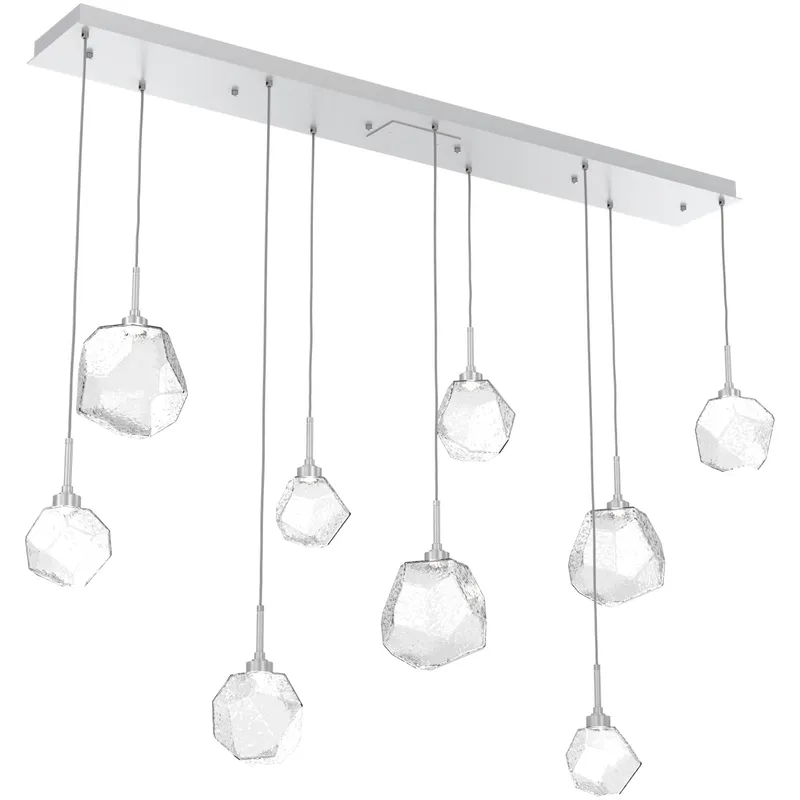 Gem LED Classic Silver Linear Pendant Ceiling Light in 3000K LED, Clear, Multi-Port
