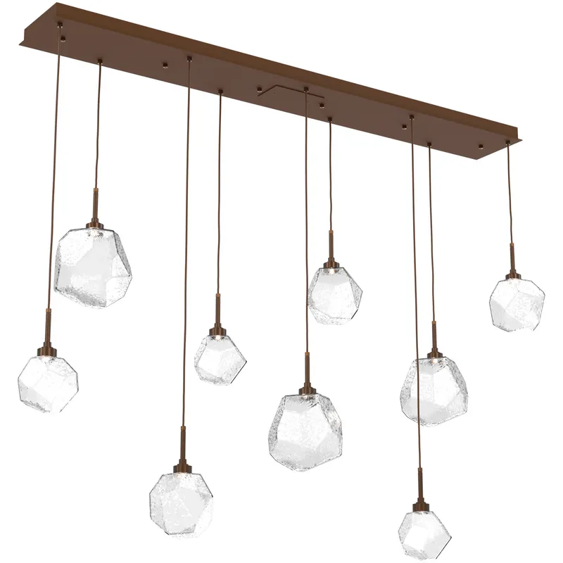 Gem LED Flat Bronze Linear Pendant Ceiling Light in 3000K LED, Clear, Multi-Port