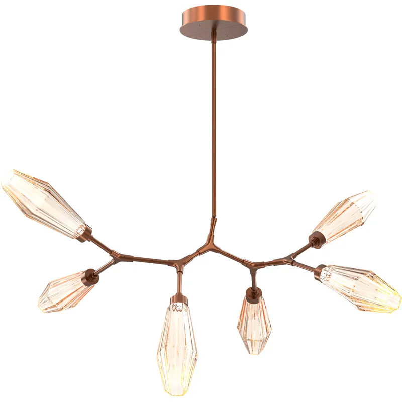 Aalto LED 43 inch Burnished Bronze Linear Pendant Ceiling Light in Optic Rib Amber, 2700K LED, Modern Branch