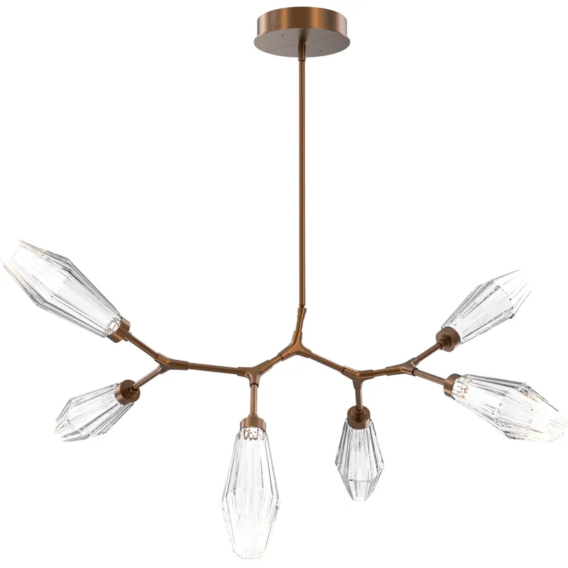 Aalto LED 43 inch Flat Bronze Linear Pendant Ceiling Light in Optic Rib Clear, 2700K LED, Modern Branch