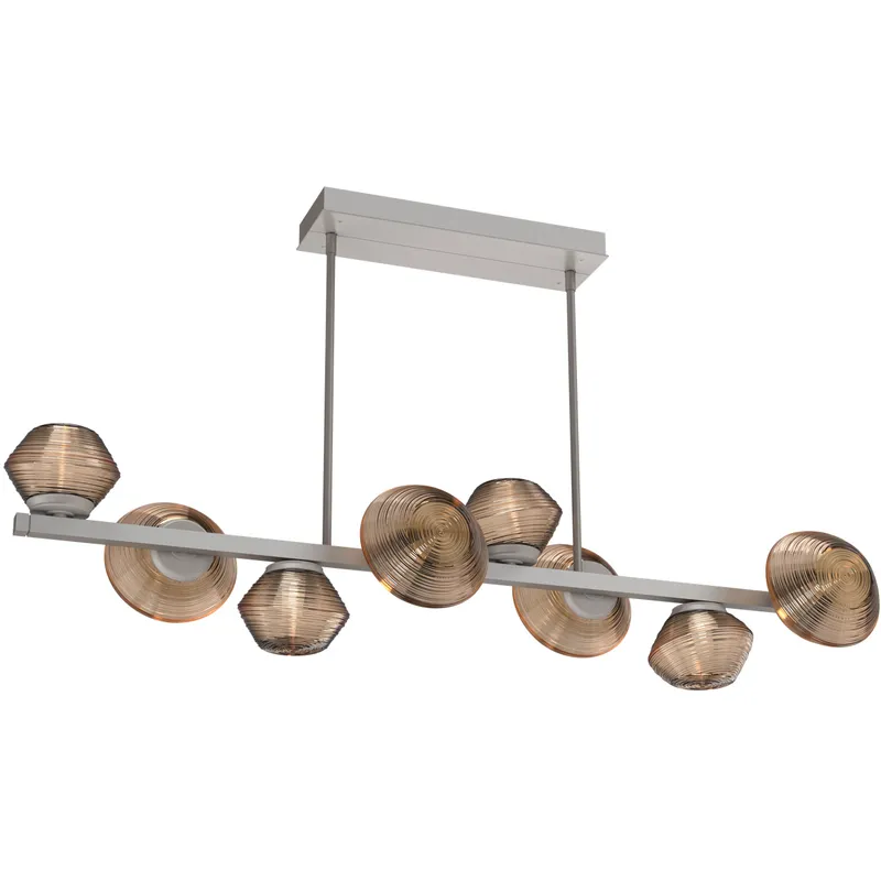 Mesa LED Beige Silver Linear Multi-Pendant Ceiling Light in Bronze, 2700K LED, Twisted Branch