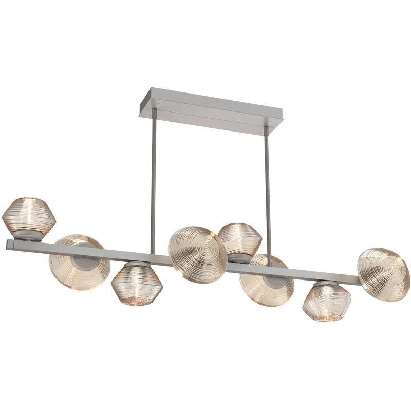 Mesa LED Beige Silver Linear Multi-Pendant Ceiling Light in Amber, 2700K LED, Twisted Branch