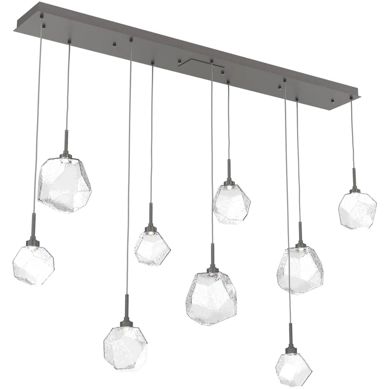 Gem LED Graphite Linear Pendant Ceiling Light in Clear, 2700K LED, Multi-Port