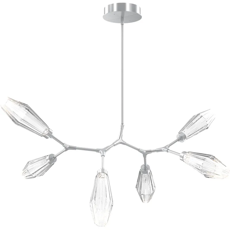 Aalto LED 43 inch Classic Silver Linear Pendant Ceiling Light in Optic Rib Clear, 2700K LED, Modern Branch