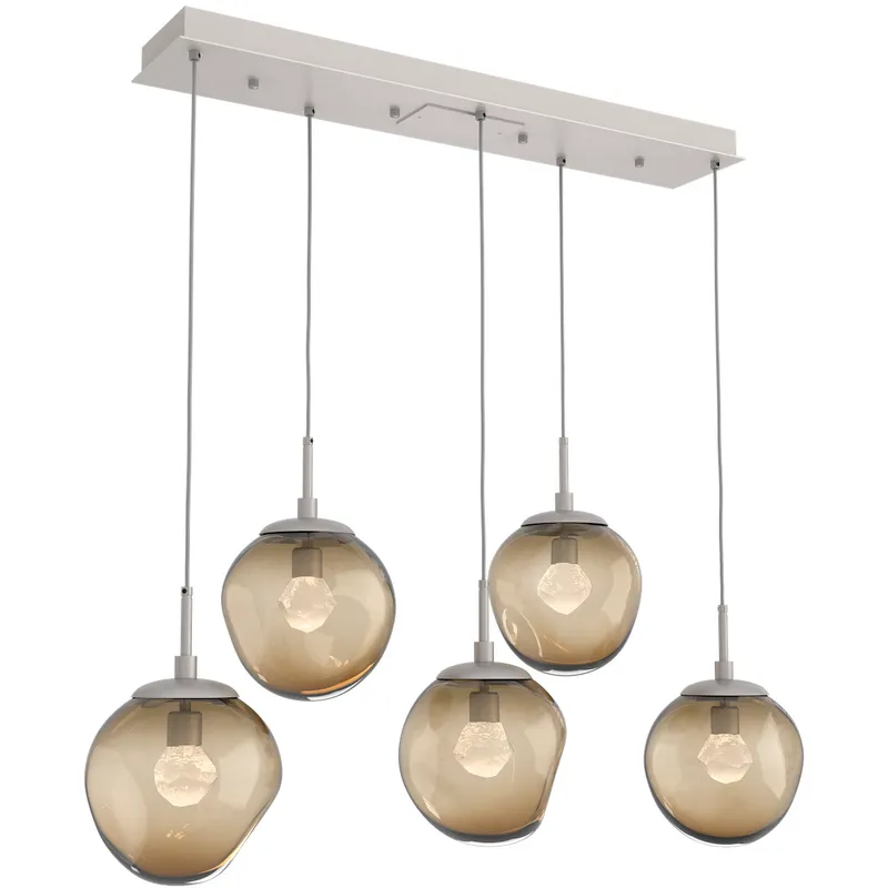 Aster LED LED 42.2 inch Beige Silver Linear Pendant Ceiling Light in Metallic Beige Silver, 2700K LED, Zircon Inner - Bronze Outer, Multi-Port