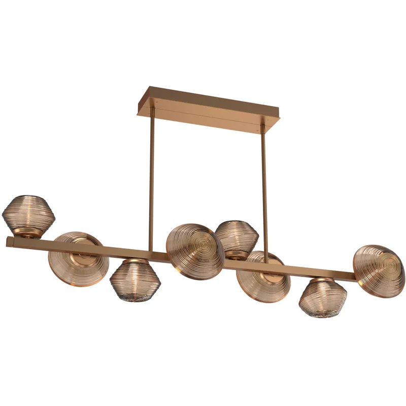 Mesa LED Novel Brass Linear Multi-Pendant Ceiling Light in 3000K LED, Bronze, Twisted Branch