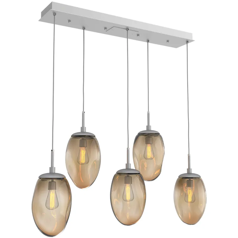 Meteo Incandescent 5 Light Classic Silver Linear Pendant Ceiling Light in Bronze, Multi-Pendant