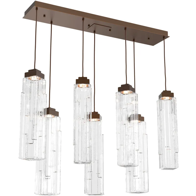 Ledgestone LED 44.4 inch Flat Bronze Linear Pendant Ceiling Light in 3000K LED, Clear Ledgestone, Multi-Port