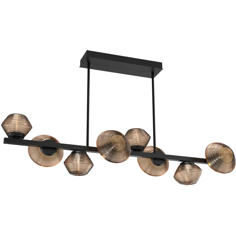 Mesa LED Matte Black Linear Multi-Pendant Ceiling Light in Bronze, 2700K LED, Twisted Branch