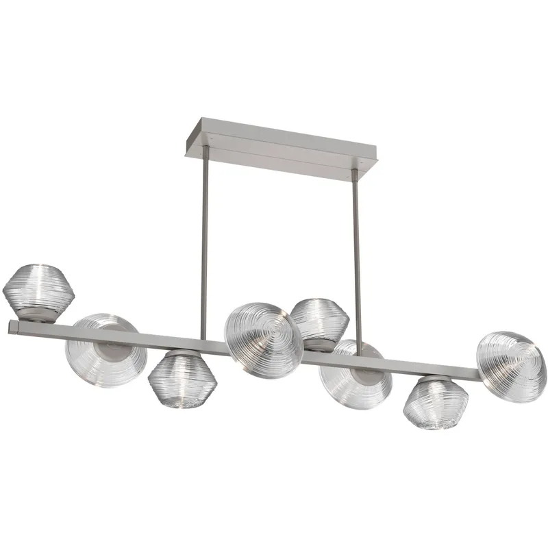 Mesa LED Beige Silver Linear Multi-Pendant Ceiling Light in Clear, 2700K LED, Twisted Branch