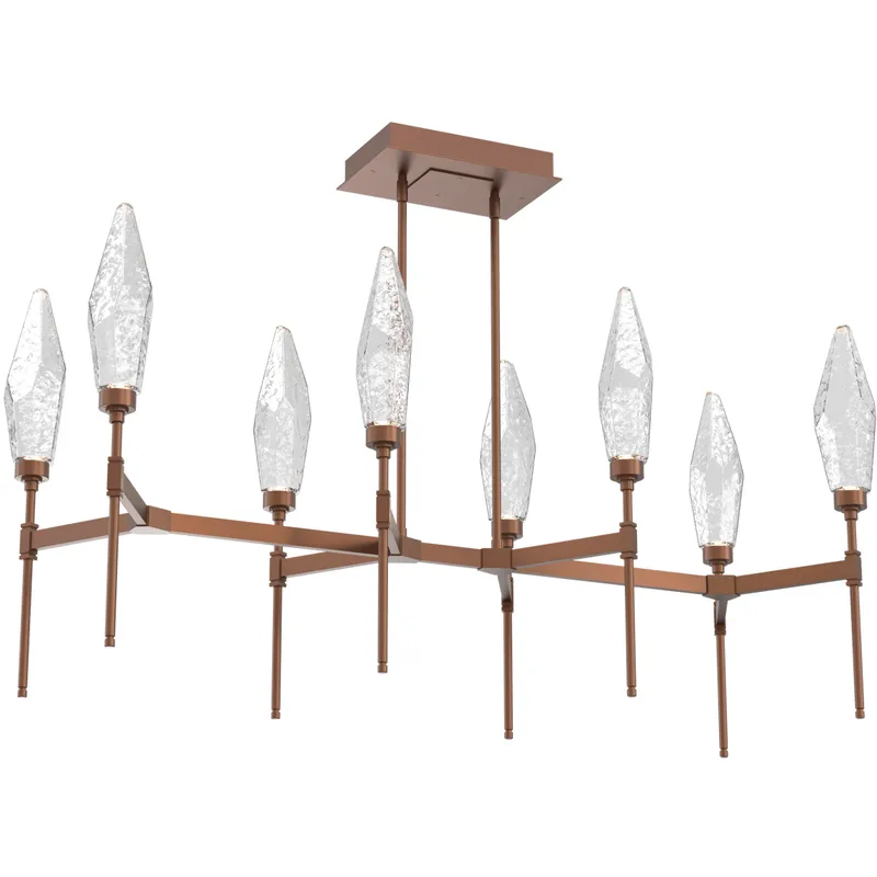 Rock Crystal LED Burnished Bronze Linear Pendant Ceiling Light in Chilled Clear, 2700K LED