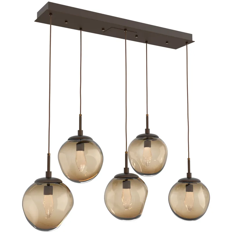 Aster LED LED 42.2 inch Flat Bronze Linear Pendant Ceiling Light in 3000K LED, Geo Inner - Bronze Outer, Multi-Port