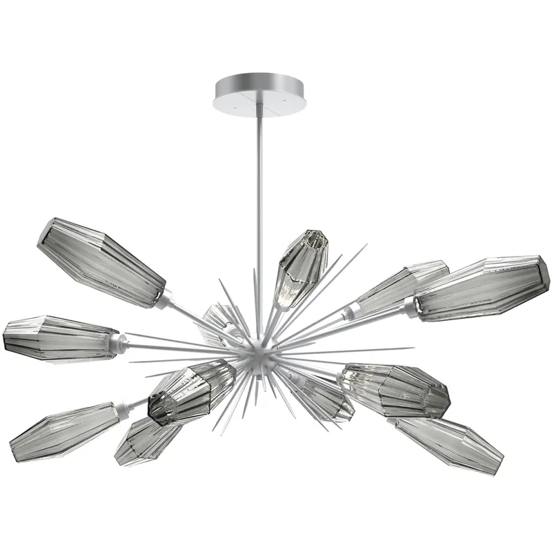 Aalto LED 53.3 inch Classic Silver Linear Pendant Ceiling Light in 3000K LED, Optic Rib Smoke, Oval Starburst