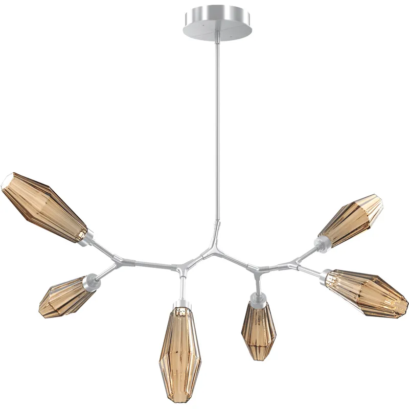 Aalto LED 43 inch Classic Silver Linear Pendant Ceiling Light in 3000K LED, Optic Rib Bronze, Modern Branch
