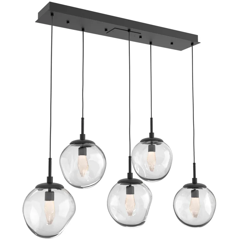 Aster LED LED 42.2 inch Matte Black Linear Pendant Ceiling Light in 2700K LED, Geo Inner - Clear Outer, Multi-Port