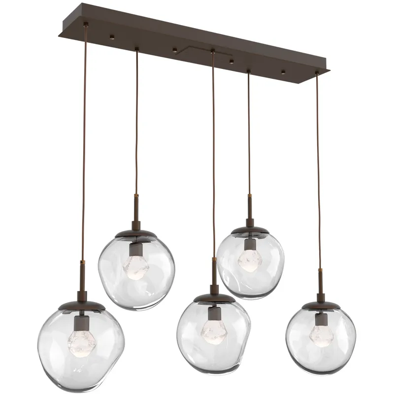 Aster LED LED 42.2 inch Flat Bronze Linear Pendant Ceiling Light in 2700K LED, Zircon Inner - Clear Outer, Multi-Port