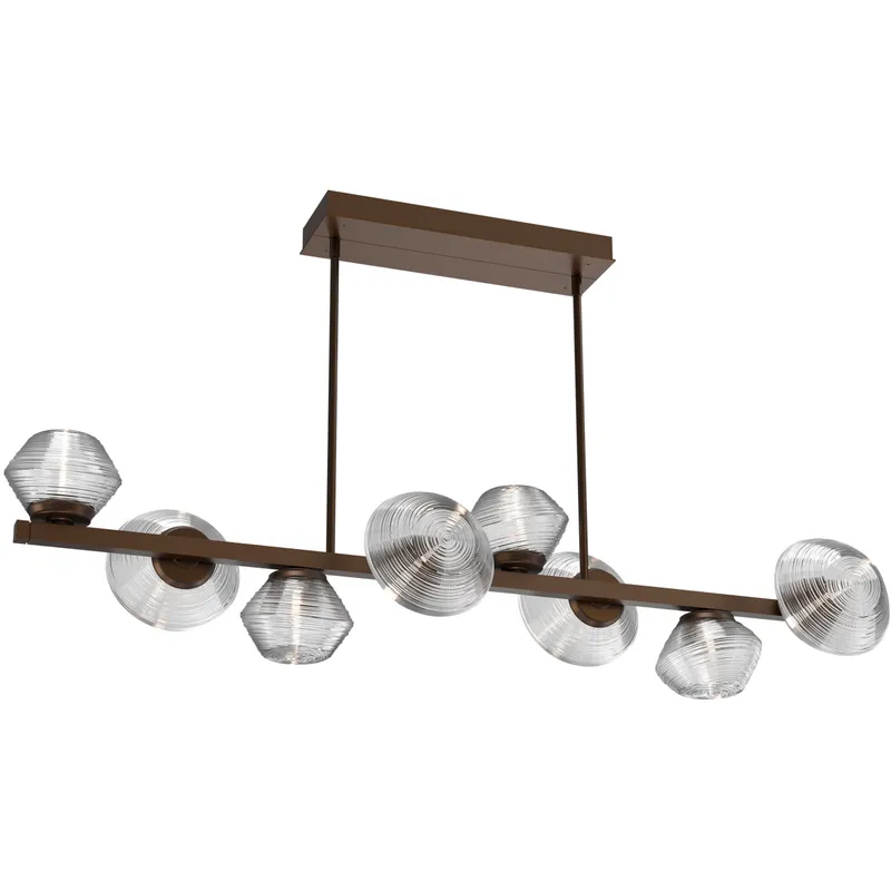 Mesa LED Flat Bronze Linear Multi-Pendant Ceiling Light in Clear, 2700K LED, Twisted Branch