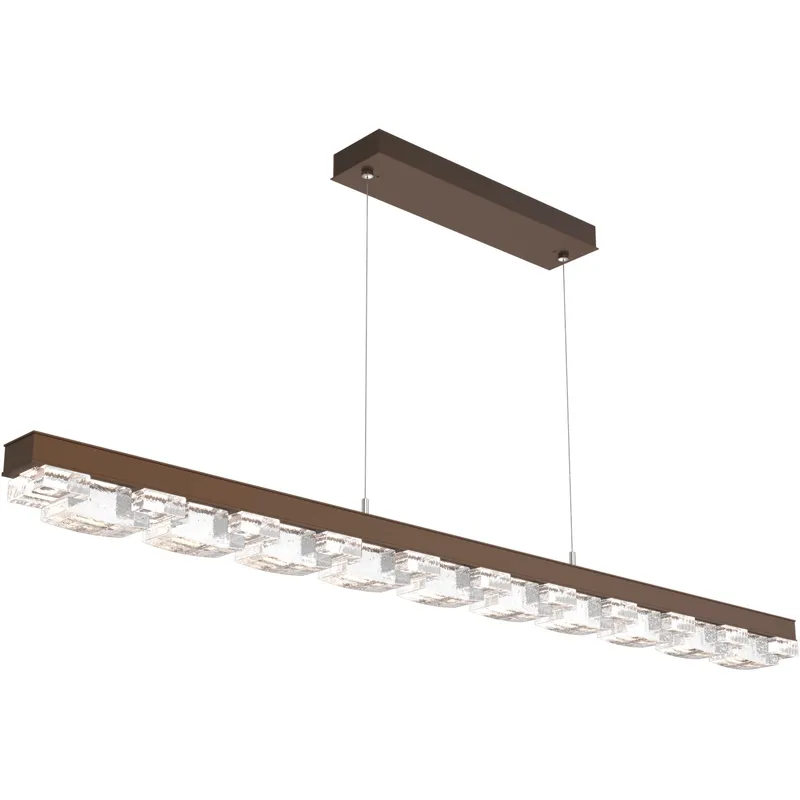 Tessera LED Flat Bronze Linear Pendant Ceiling Light in Tetro Cast