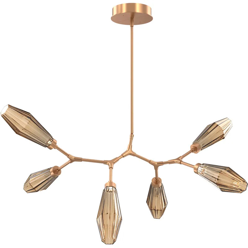 Aalto LED 43 inch Novel Brass Linear Pendant Ceiling Light in 3000K LED, Optic Rib Bronze, Modern Branch