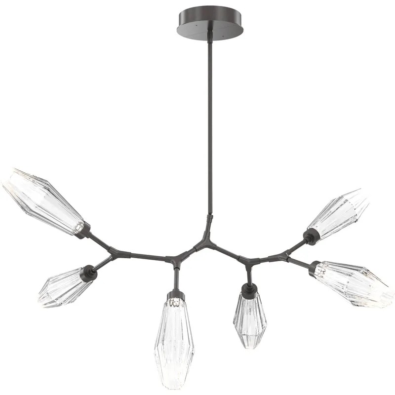 Aalto LED 43 inch Graphite Linear Pendant Ceiling Light in 3000K LED, Optic Rib Clear, Modern Branch