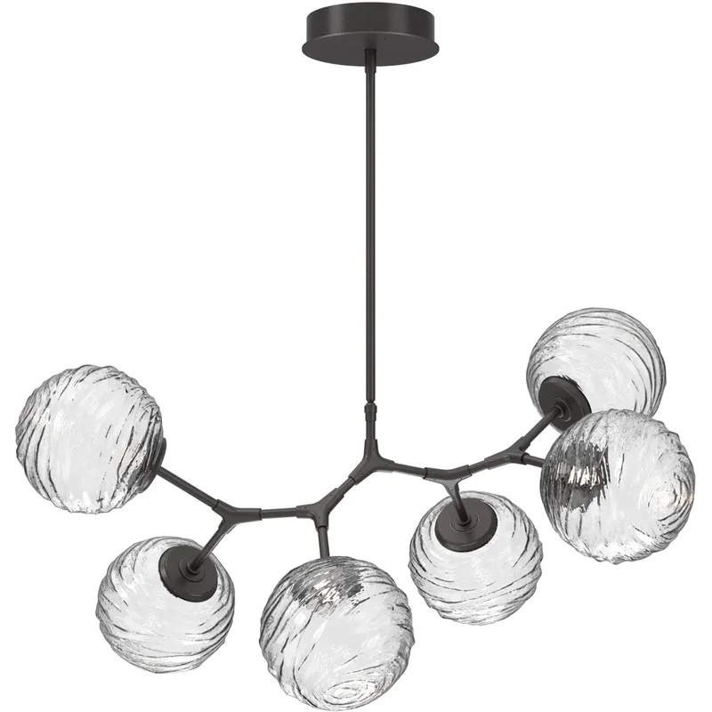 Gaia LED 36 inch Graphite Linear Multi-Pendant Ceiling Light in Clear, 2700K LED, Modern Branch