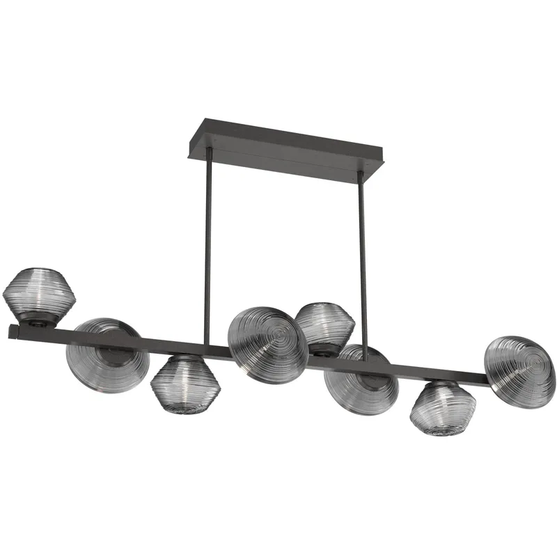 Mesa LED Graphite Linear Multi-Pendant Ceiling Light in Smoke, 2700K LED, Twisted Branch