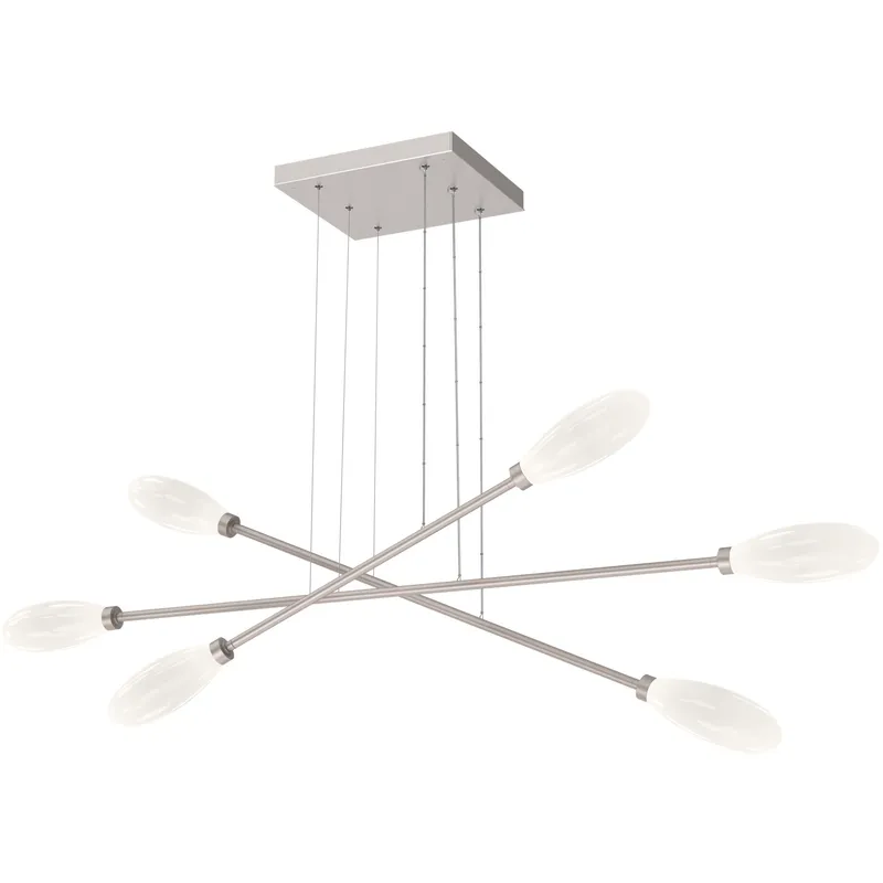Fiori LED Beige Silver Linear Multi-Pendant Ceiling Light, Triple Moda