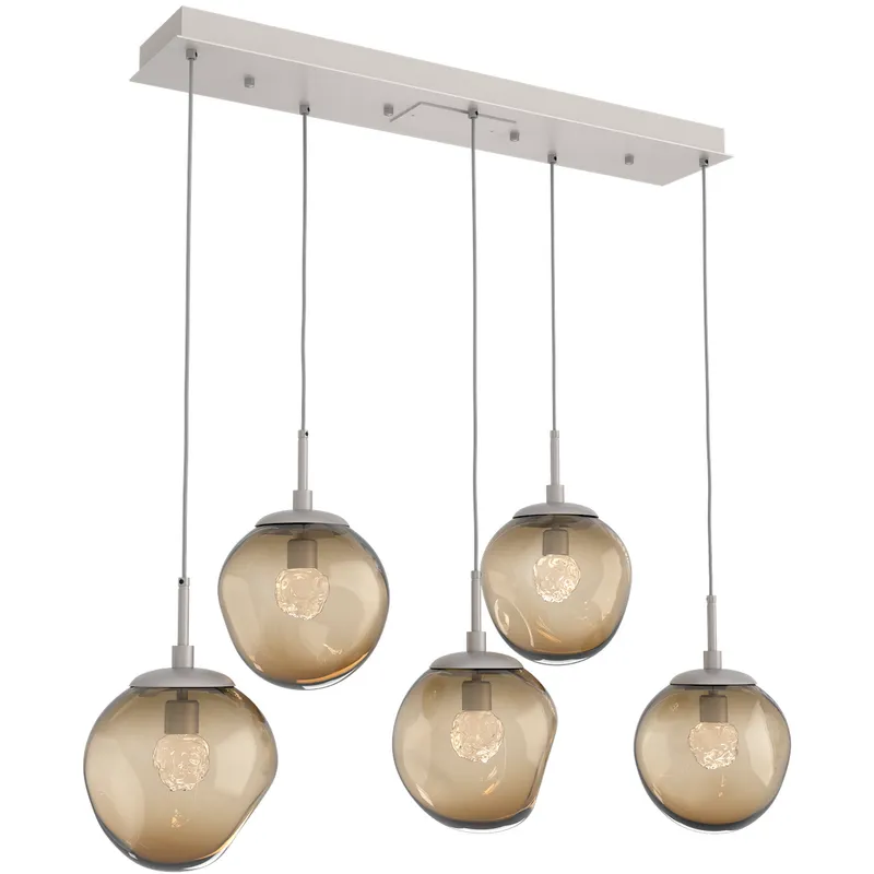 Aster LED LED 42.2 inch Beige Silver Linear Pendant Ceiling Light in Metallic Beige Silver, 2700K LED, Floret Inner - Bronze Outer, Multi-Port