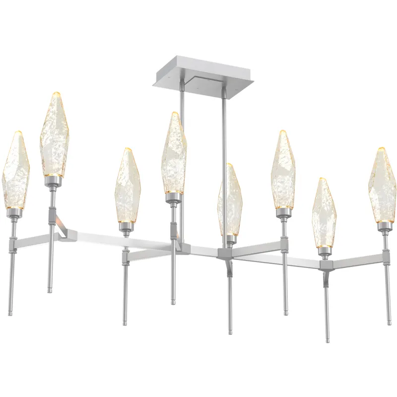 Rock Crystal LED Classic Silver Linear Pendant Ceiling Light in 3000K LED, Chilled Amber, Belvedere