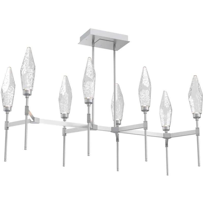 Rock Crystal LED Classic Silver Linear Pendant Ceiling Light in Chilled Clear, 2700K LED