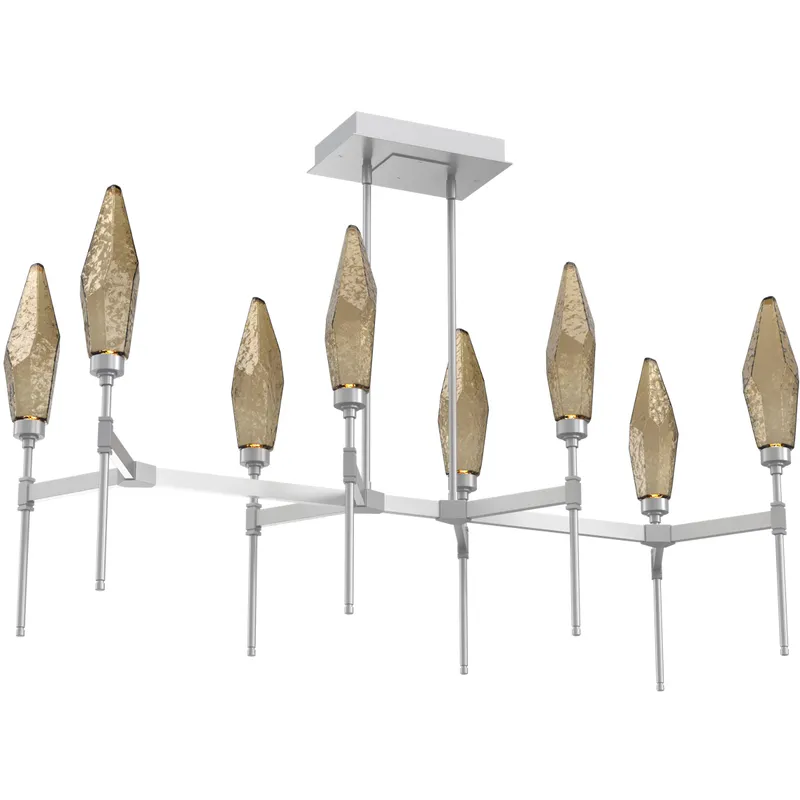 Rock Crystal LED Classic Silver Linear Pendant Ceiling Light in Chilled Bronze, 2700K LED