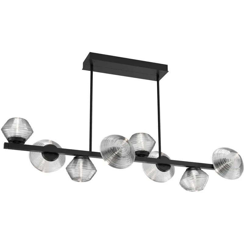Mesa LED Matte Black Linear Multi-Pendant Ceiling Light in Clear, 2700K LED, Twisted Branch