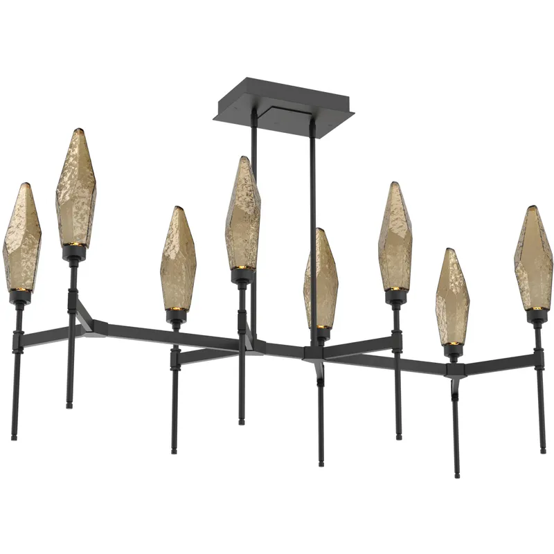 Rock Crystal LED Matte Black Linear Pendant Ceiling Light in Chilled Bronze, 2700K LED