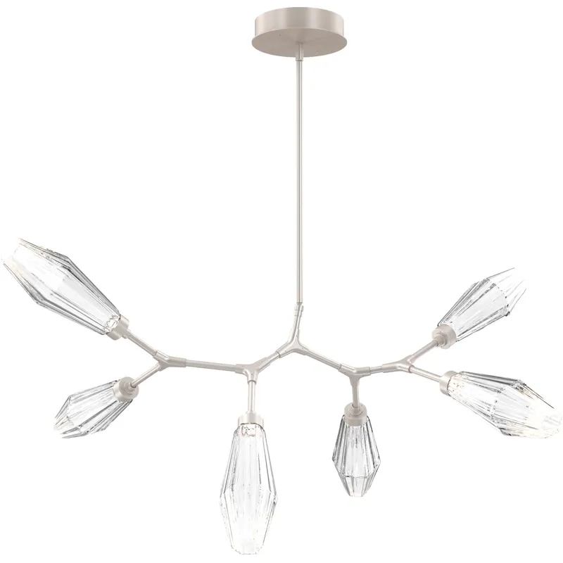 Aalto LED 43 inch Beige Silver Linear Pendant Ceiling Light in Metallic Beige Silver, Optic Rib Clear, 2700K LED, Modern Branch